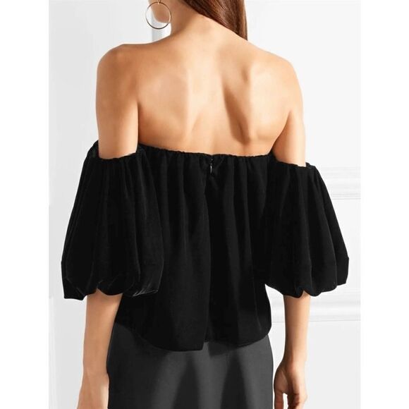 Elizabeth & James Designer Label Cropped Velvet Off Shoulder Top - size 10 NEW - Picture 3 of 8